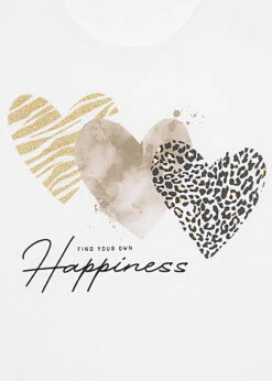 Cloud5ive Damen T-Shirt Mit Happiness Herz Print Weiss -Onlyy Kleidung Geschaft 23049008 2