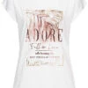 Cloud5ive Damen T-Shirt Mit Adore Fall In Love Print Weiss