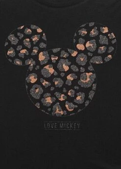 Cloud5ive Damen T-Shirt Mit Disney Mickey Mouse Leo Print Schwarz -Onlyy Kleidung Geschaft 23049022 2