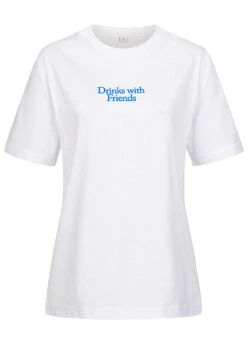 Days Beyond Damen T-Shirt Mit Drinks With Friends Print Weiss