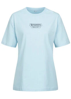 Days Beyond Damen T-Shirt Mit Dreamer Print Oceanblue Blau
