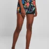 Urban Classics Damen Kurze Viskose Shorts All Over Print 2-Pockets Schwarz