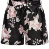 Cloud5ive Damen Musselin Shorts Mit Blumenprint Und Bindegürtel Schwarz