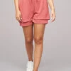 Cloud5ive Damen Musselin Shorts 2-Lagig Mit Gummibund Rosa Braun