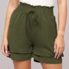 Cloud5ive Damen Musselin Shorts 2-Lagig Mit Gummibund Grün