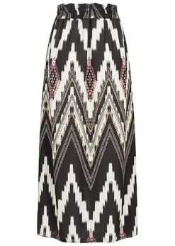 Cloud5ive Damen Longform Rock Strukturstoff Mit Inka-Muster Und Seitl. Schlitz Schwarz -Onlyy Kleidung Geschaft 23076000 2