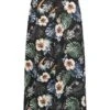 Cloud5ive Damen Longform Rock Mit Strukturstoff Und Tropical Print Schwarz