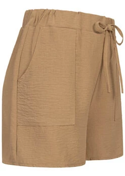 Cloud5ive Damen Musselin Shorts M. Aufgesetzten Taschen Camel Braun -Onlyy Kleidung Geschaft 23076017 1