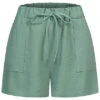 Cloud5ive Damen Musselin Shorts M. Aufgesetzten Taschen Grün