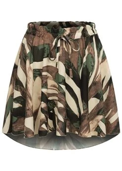 Cloud5ive Damen Sommer Rock Mit Binde-Detail Und Abstrakt Print Multicolor