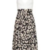 Cloud5ive Damen Trägerkleid In Wickeloptik Mit Leo Print Weiss Schwarz Beige