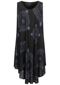 Victoria & Violet Damen Viskose Kleid Mit Kreis Print Schwarz Grau